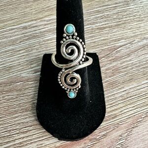 Silver Spiral Turquoise Ring